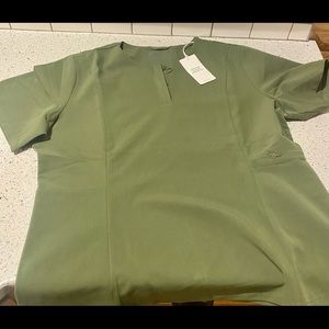 NWT Figs Limited Edition. Dark Olive Green. Henley Slim scrub top. XL